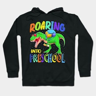 Roaring Into Preschool Dinosaur T Rex Back To School Boys Hoodie